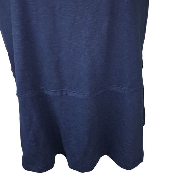 Navy Blue Rolled Cap Sleeve Tiered Flowy Blouse T-Shirt Sz M - Picture 4 of 7